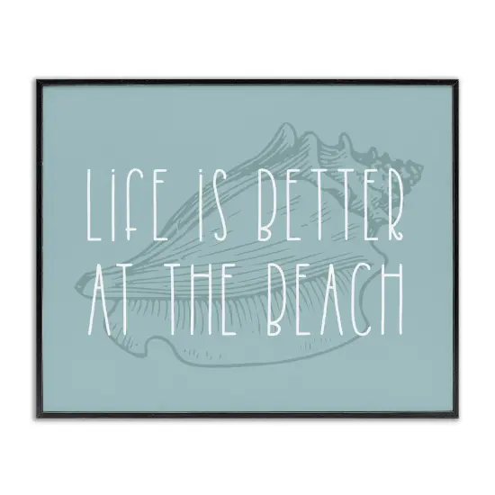 Stupell Industries Better at Beach with Shell Framed Giclee Art White Frame {7}