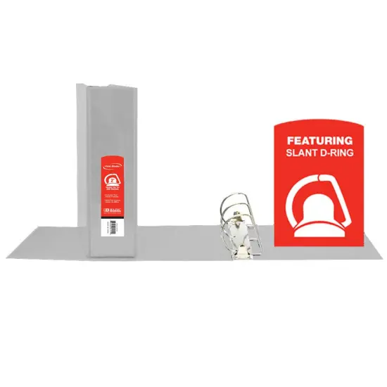 Slant D Ring View Binder with 2 Pockets, 2", Gray {1}