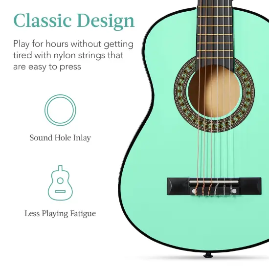 Best Choice Products 30in Kids Acoustic Guitar Beginner Starter Kit with Strap, Case, Strings SoCal Green {5}