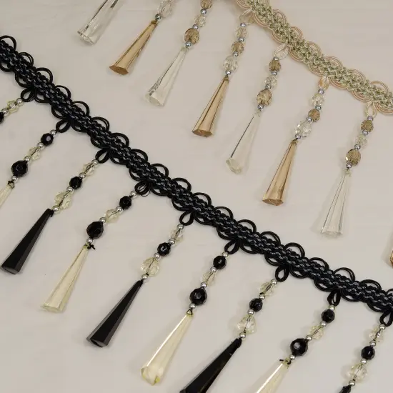 Genevieve Bead Fringe Trim Purple Multi {3}