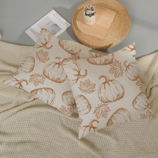 Pumpkin Decor Throw Pillows Case for Couch Maple Leaves Autumn Harvest Indoor Outdoor {6}