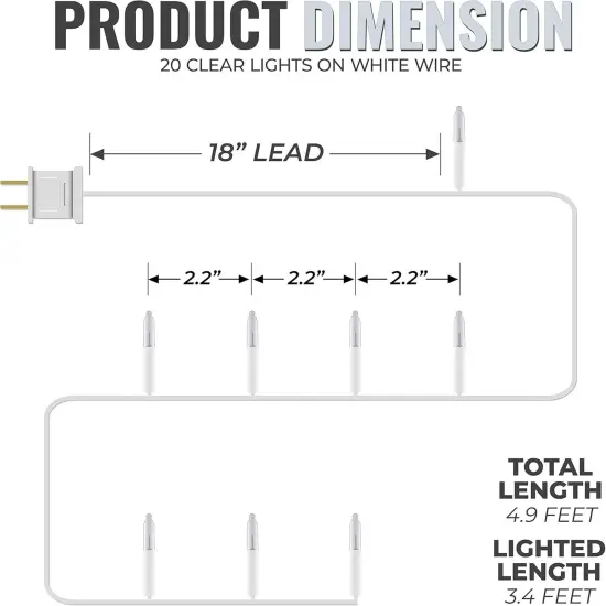 Clear 20 Count Christmas String Lights - 4.9 Foot {2}