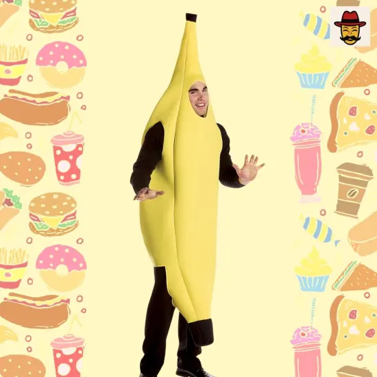 Banana Style Costume Funny Yellow Bodysuit Halloween Group Party Outfit {3}
