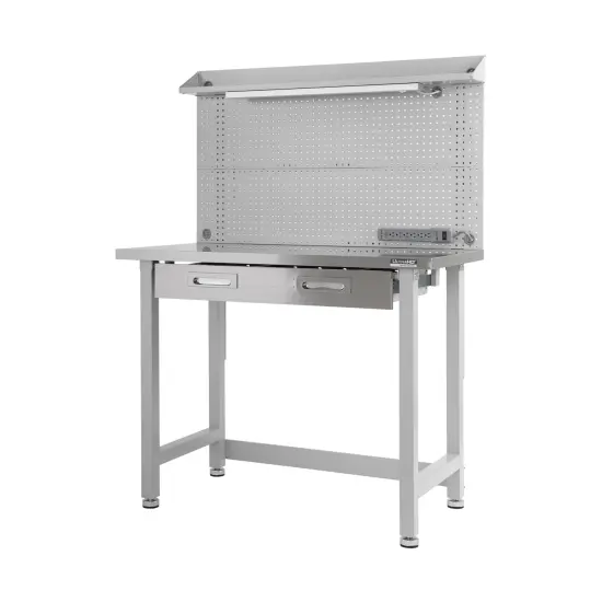 Seville Classics UltraHD Lighted Workcenter w/ Stainless Steel Top and Pegboard Granite {2}