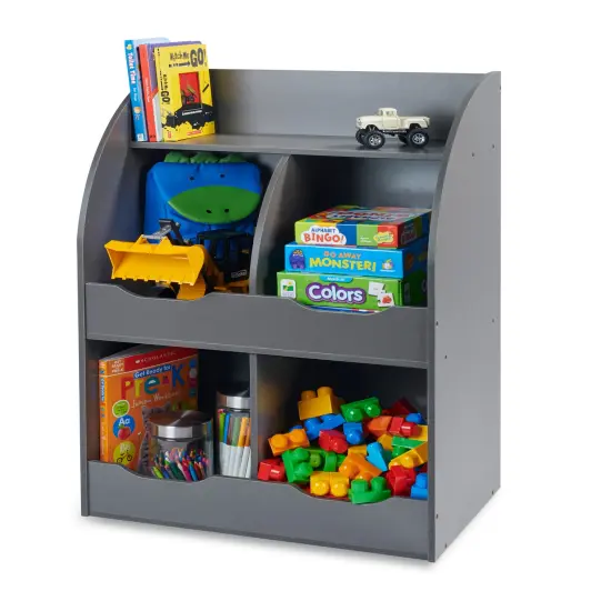 Badger Basket Four Bin Storage Cubby with Bookshelf Charcoal {5}