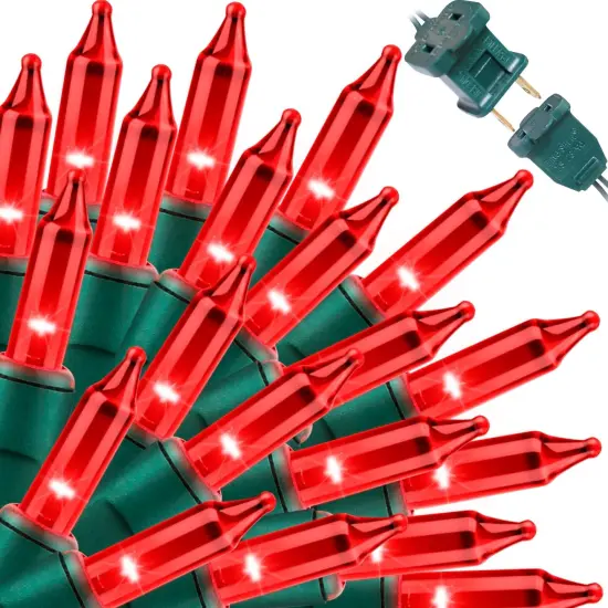 100Lights 19.6ft Super-Bright Extendable Red Christmas Lights Decoration {2}