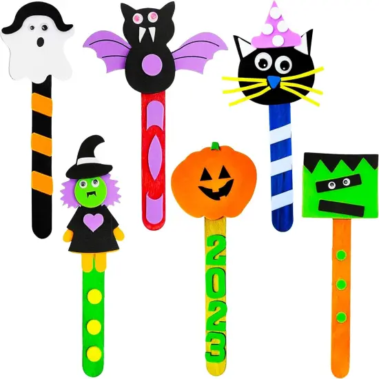 4E's Novelty Halloween Bookmark Craft Kit for Kids 12 Pack Bulk, DIY Foam Halloween Crafts for Kids Ages 4-12, Classroom Activities, Pre-Packaged Halloween Party Crafts & Fall Bookmark Crafts {1}