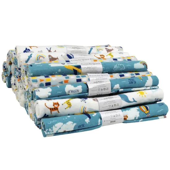 Fabric Editions Little Feet Flannel Assortment 18"X21" PDQ-11 Each Of 3 Designs - Adventure {3}