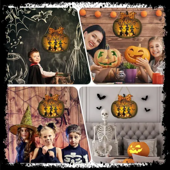 Halloween Welcome Door Sign Wood Vintage {5}