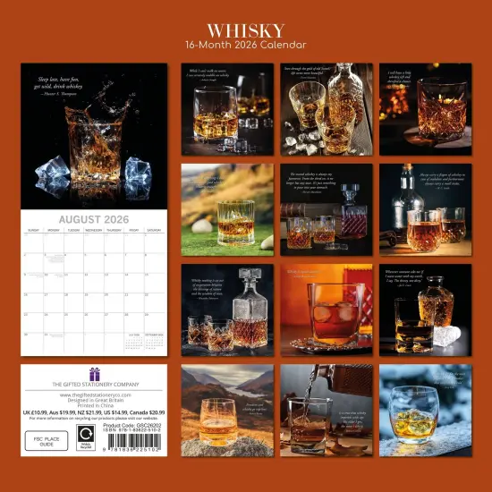 The Gifted Stationary 2026 Square Wall Calendar, Whisky, 16-Month Food Theme Hanging Calendar with 180 Reminder Stickers, Month Planner for Home, or Creative Spaces, 12x12 In Multicolor {4}