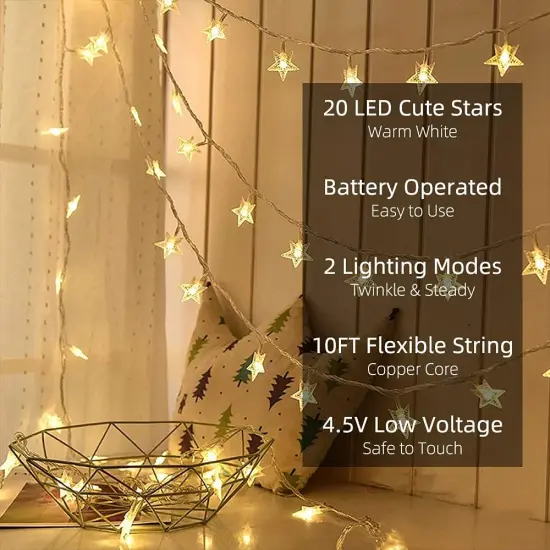 Star String Lights - 10Ft, 20 LED (Warm White) {2}