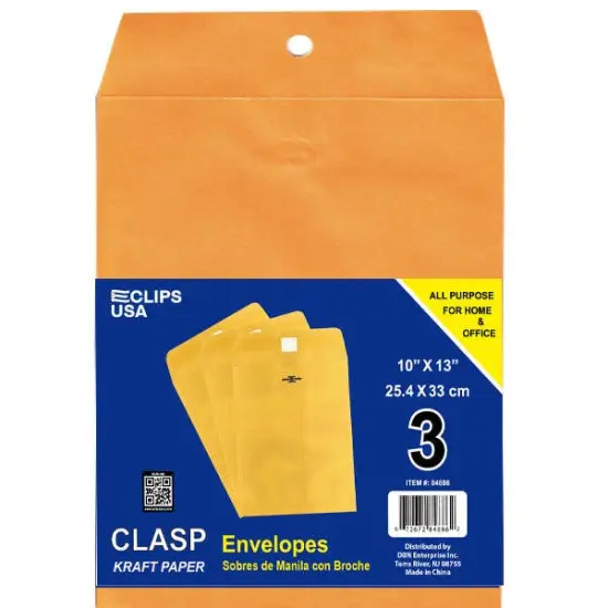 Kraft Clasp Envelopes 10x13 in, 3 Pack &ndash; 48 Units {1}