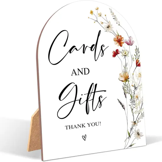 6 x 8 Inch Arch Wooden Tabletop Sign with Stand {6}