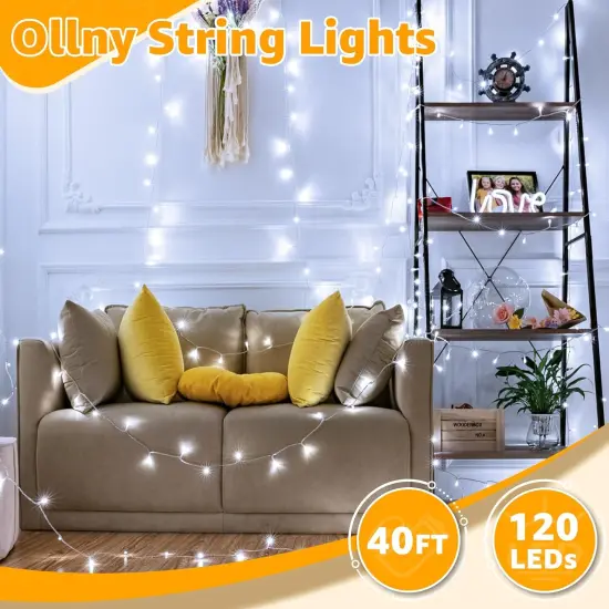 120LED 40FT Waterproof Fairy String Lights, 8 Modes with Timer - Cool White {2}