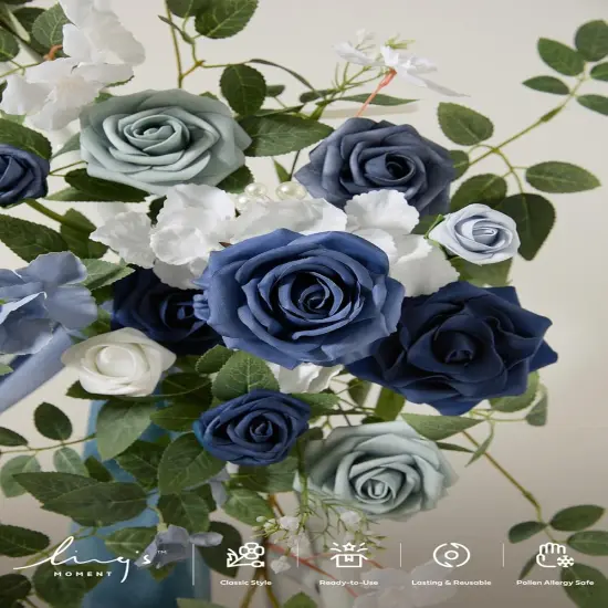 Navy Outdoor Hanging Party Reception Floral Garland Arrangement Decor {4}