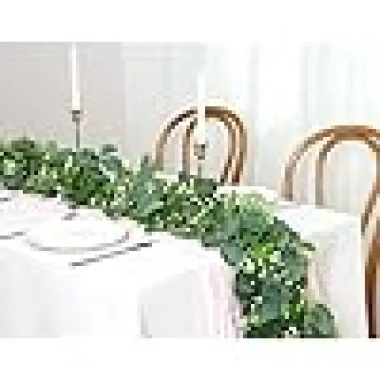 Artificial Faux Silver Dollar Eucalyptus Leaves Vines for Table Home Wedding Mantle Party Indoor Outdoor Decor {3}