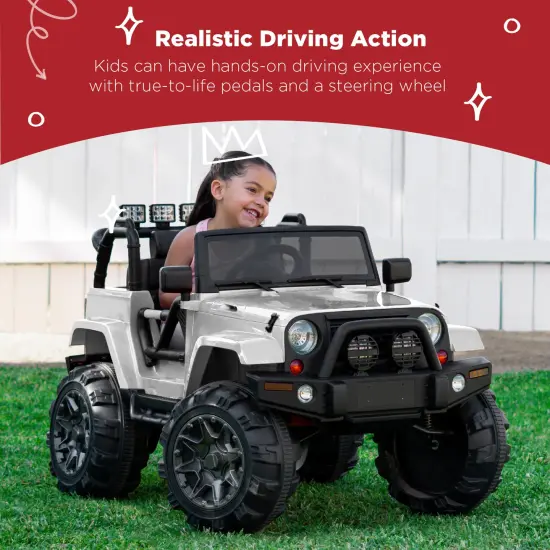 Best Choice Products 12V Kids Ride On Truck Car w/ Remote Control, Spring Suspension, Bluetooth, LED Lights White {2}