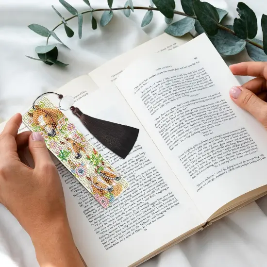 6 PCS Flower Horse Diamond Art Bookmark Set DIY {6}