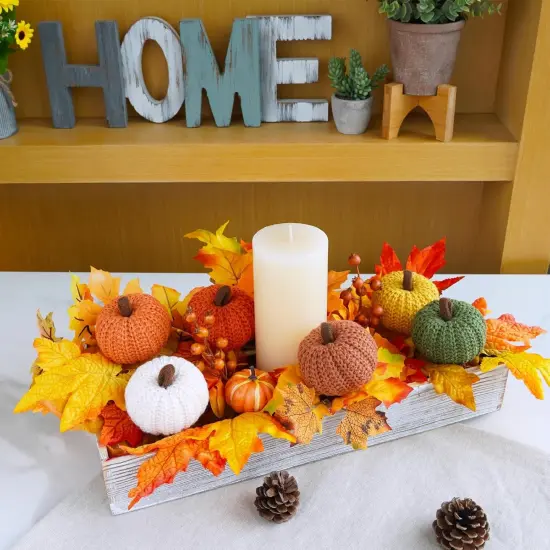 Set of 6 Fall Harvest Crochet Pumpkins Small Knit Pumpkins - Rustic Fall Color {6}