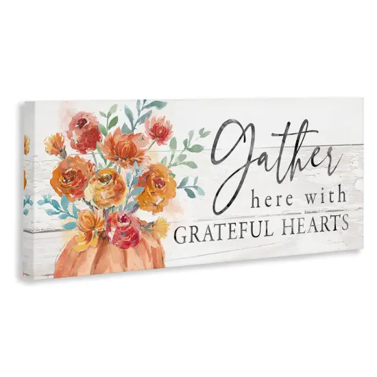 Gather Grateful Hearts Seasonal Harvest Rustic PhraseCanvas Art {3}