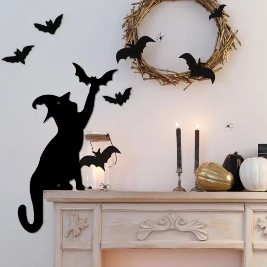Halloween Door Corner Cat Metal Sign {5}