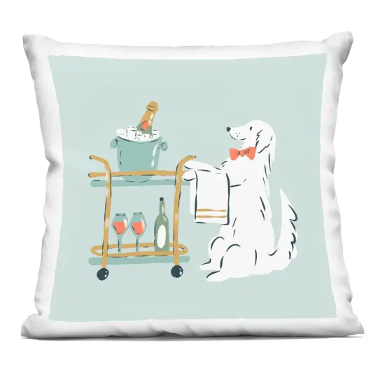 Stupell Industries Doggie Drink Cart Indoor Pillow, 18 x 7 x 18 {1}