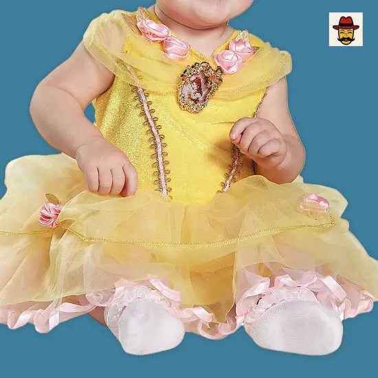 Baby Belle Costume Golden Sparkle Dress Tutu Pink Ribbon Headband {5}