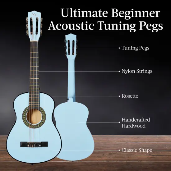 Best Choice Products 30in Kids Acoustic Guitar Beginner Starter Kit with Strap, Case, Strings Light Blue {4}
