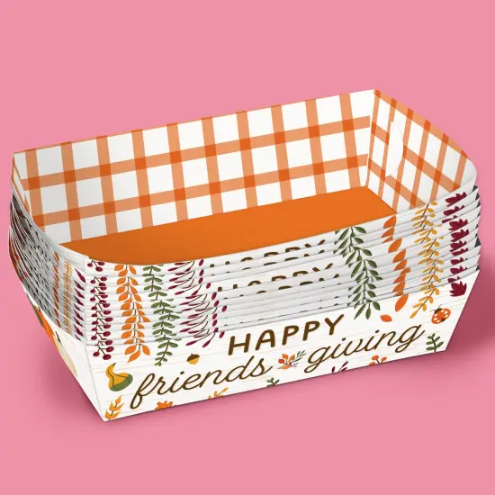 Big Dot of Happiness Fall Friends Thanksgiving Paper Food Trays, Disposable Food Boats Double-Sided Meal Holders - 12 Ct {5}
