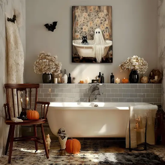 Halloween Ghost Bathroom Canvas Wall Art Decor - 12x16'' {4}