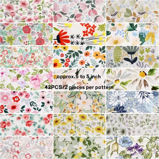 Charm Packs Fabric for Quilting 42Pcs 5'' Precut Fabric Quilt Squares {5}