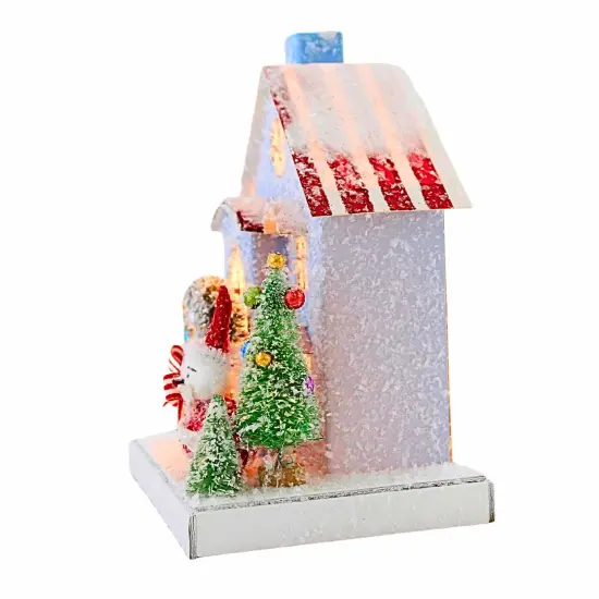 Cody Foster 8.0 Inch Petite Blue House Christmas Putz House , Christmas Decor Retro Village Mantle Light Up {3}