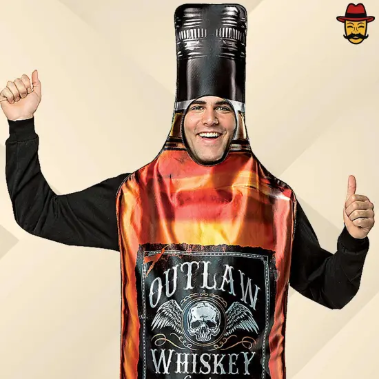 Whisky Bottle Get Real Adult Costume Halloween One Piece Tunic Funny Party Beverage Outfit {2}