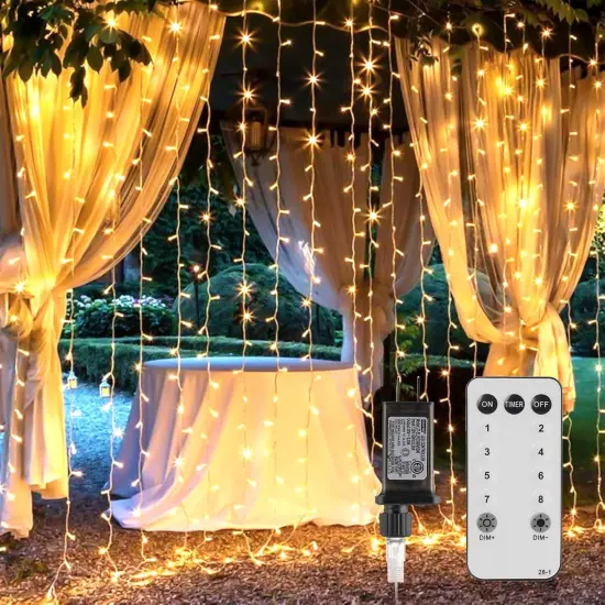300 LED Curtain String Lights - 9.8 FT (Warm White) {1}