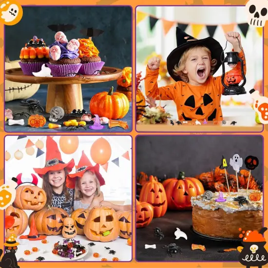 120Pcs Mini Halloween Acrylic Ornaments Table Scatters for Halloween Decoration - Multicolor {3}