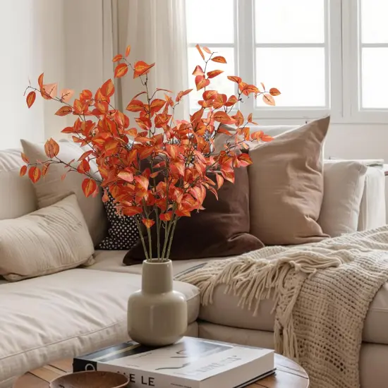 5PCS Artificial Fall Eucalyptus Leaves Stem Plants {4}