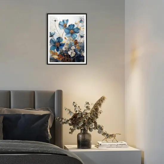 Floral Stamped Cross Stitch Kits, Blue Flowers Cross Stitch Ornament Kits for Adults Beginners {3}