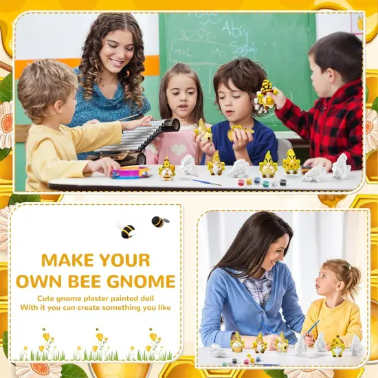 8 Pcs Bee Gnome Ceramics to Paint Ready to Paint Your Own Ceramic Gnome Statues DIY {3}