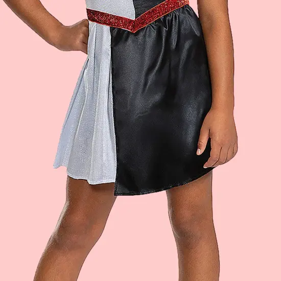 Child Medium Classic Cruella Costume Disney Villain Dress with Faux Fur and Collar {3}