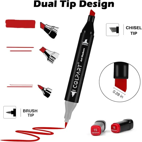 120 Colors Alcohol Markers Brush Tip Dual {2}