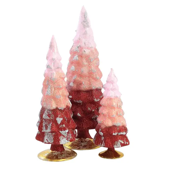 Cody Foster 11.75 In Red Glitter Gradient Trees Christmas Decorative Tree Set , Christmas Valentines Set/3 Decorative Village Decor Mantle Holiday {1}