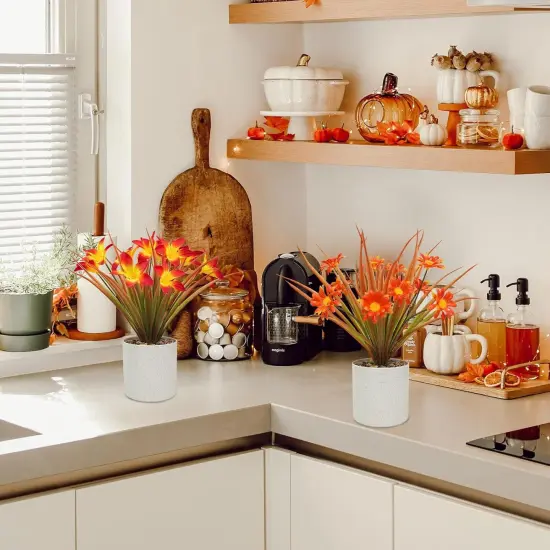 4PCS Fall Fake Potted Plants Thanksgiving {3}