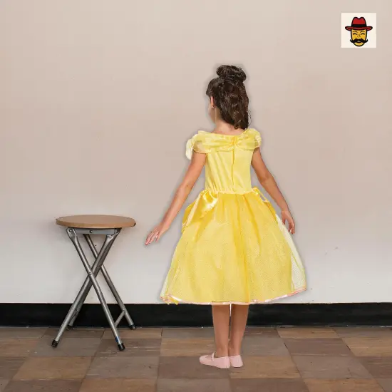Kids Classic Belle Princess Costume Yellow Dress with Cameo and Gold Trim {3}