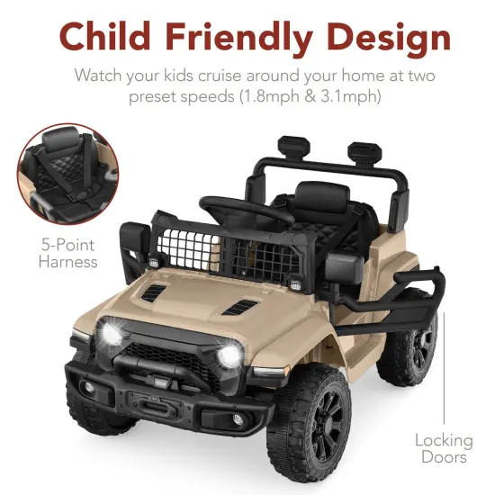 Best Choice Products 6V Kids Ride-On Truck Car w/ Parent Remote Control, 4-Wheel Suspension, LED Lights Sand {5}