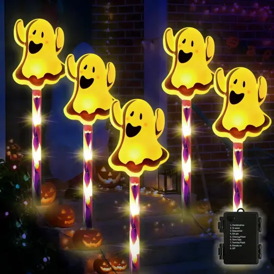 Halloween Ghost Decorations 5-Pack Halloween Pathway Lights Outdoor {1}