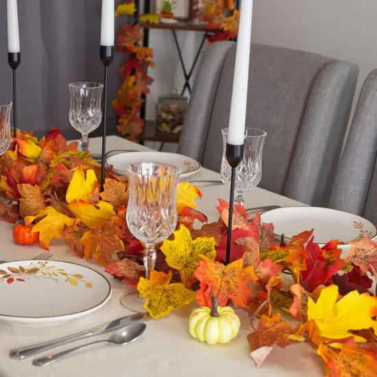2 Pack Fall Leaf Garland, 5.9Ft Artificial Maple Leaf Garland Fall Leaves {3}