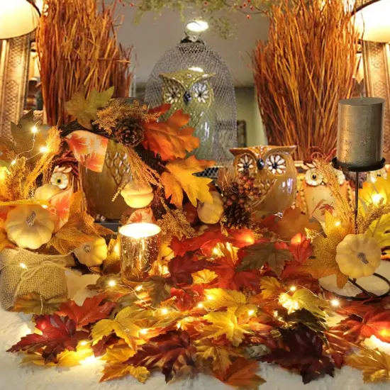 500PCS Artificial Maple Fall Leaves {4}