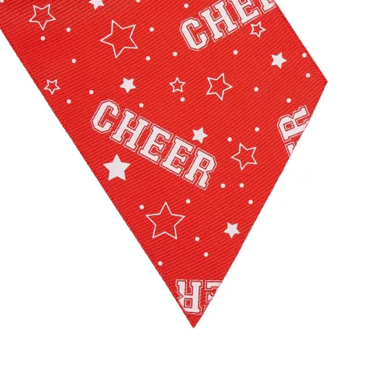 20 Pack 8 Inch Cheer Bows for Cheerleaders, Elastic Ponytail Holders for Women and Girls, Large Bulk Polyester Hair Ribbons for Softball, Volleyball, Gymnastics (2 Designs, Red) {5}