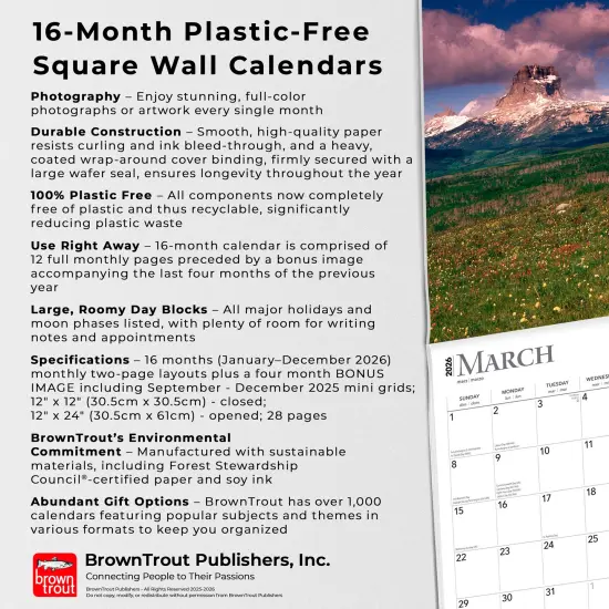 Moonstruck | 2026 12 x 24 Inch (Hanging) Monthly Square Wall Calendar | Foil Stamped Cover | Plastic-Free {6}