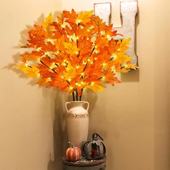Lighted Maple Leaves Branches {5}